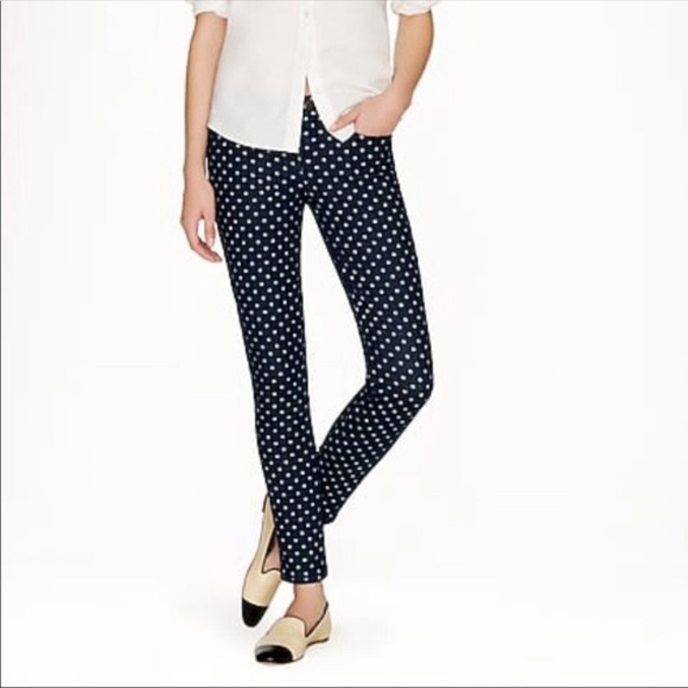 J. Crew Navy White Polka Dot Skinny Corduroy Pants